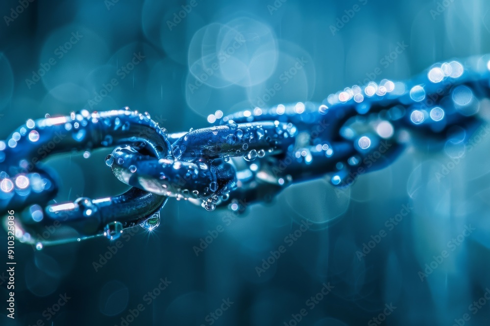 Poster an illustration of a blockchain network, featuring a chain of dots and lines, cryptocurrency blockch