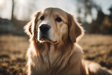 golden retriever young dog cute puppy fluffy soft friendly animal pet beautiful best bred breed canino closeup coat companion domestic down drool eye face faithful friends fur photogenic hunter