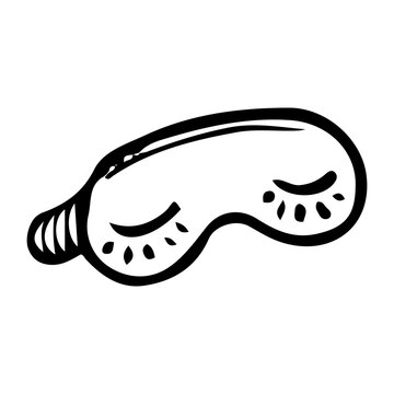 recommend clip art: Blindfold for sleeping hand drawn doodle. Clothing accessory. Comfort of home. Good night. Vector outline line art illustration.