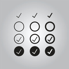 Checkmark icon. Checkmark vector set. Checked check box sign. Approved symbol. Isolated check mark icon