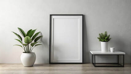 simple minimalist aesthetic frame mockup poster. Black minimalist theme.