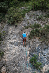 climbing rope on a swing