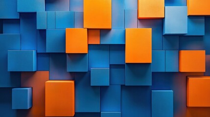 Abstract Blue and Orange Cube Pattern