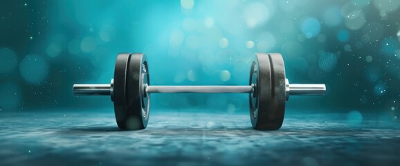 Robotic weightlifters in an Olympic arena, abstract background, natural lighting, copy space
