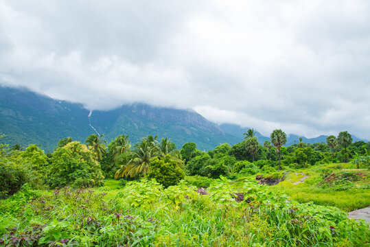 Scenic Kollengode Village with Nelliyampathy Mountains and Seetharkundu Waterfalls