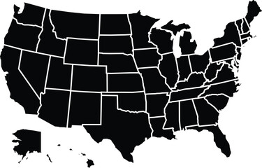 Map of the United States America Separated by State
