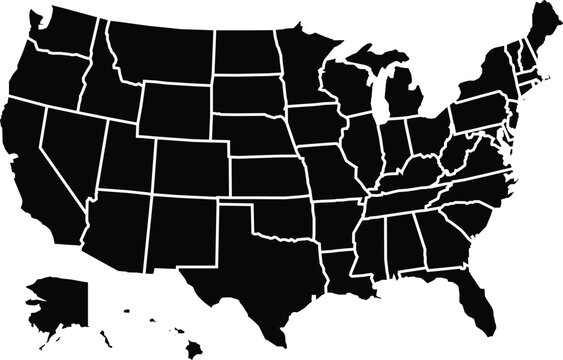 Map of the United States America Separated by State