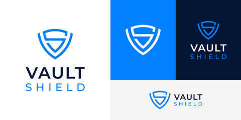 Simple Initial V S for Shield Vault Safety Secure Shield Logo Design Branding Template