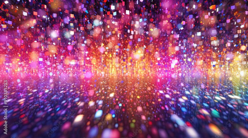 Poster abstract glitter background with rainbow colored sparkling particles