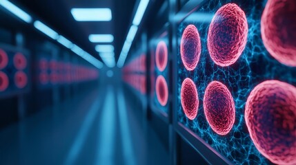 High-resolution 3D imaging of stem cells projected in a futuristic research facility