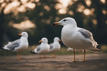 Fototapeta premium isolated seagulls seagull action animal background bird close closeup design different feather flight fly grey group gull leader liberty nature sea sky up soaring white wild wildlife wing