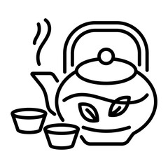 A line style icon of herbal tea kettle 
