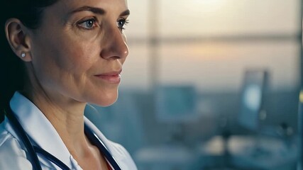This healthcare provider contemplates her responsibilities during a quiet moment.