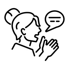 Woman chanting line style icon 