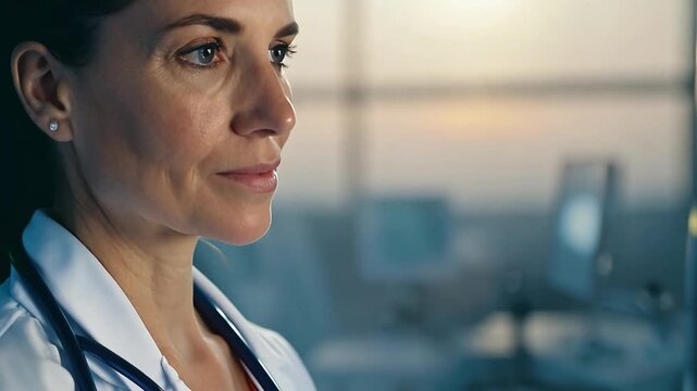 This healthcare provider contemplates her responsibilities during a quiet moment.