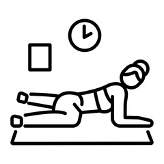 An outline icon showing a woman doing frog pose exercise 