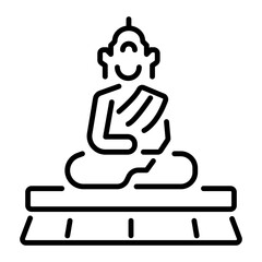 A line icon of buddha statue 