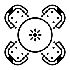 Line style icon of coffee table with chairs 