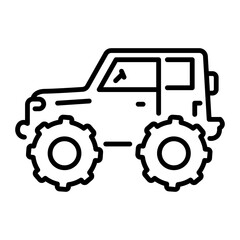Hunting jeep icon in line style 
