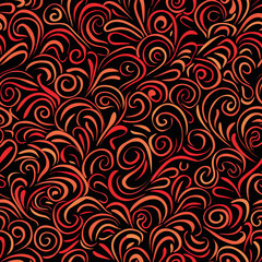 Elaborate Red Swirls Repeating pattern