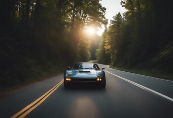 Fototapeta premium sports drives road car winding long scenic curve speed thrill adventure freedom drive driving travel generative ai journey exploration transportation vehicle automobile