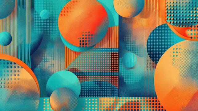 A mosaic of diversity illustrated with retro psychedelic gradients of orange blue and teal 80s and 90s style blend