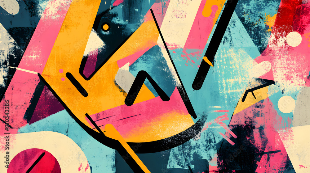 Aufkleber vibrant abstract artwork background featuring bold shapes and colors creating a dynamic composition 