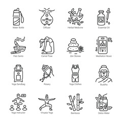 Obraz premium Handy Set of Fitness Practices Line Icons 