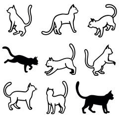 Cat vector silhouette black color illustration