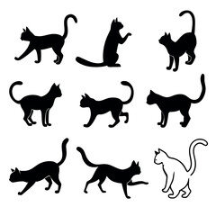 Cat vector silhouette black color illustration