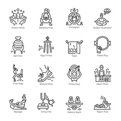 Latest Pack of Yoga and Wellness Line Icons 

