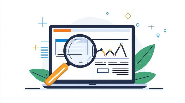 SEO tools, site audit utilities, flat design illustration