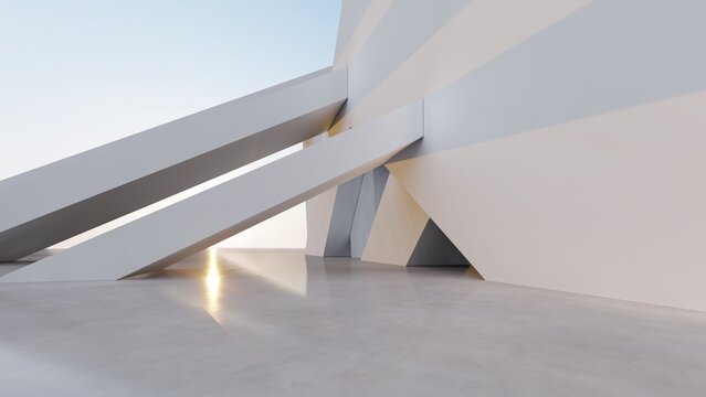 3d render abstract architecture background building geometric shape