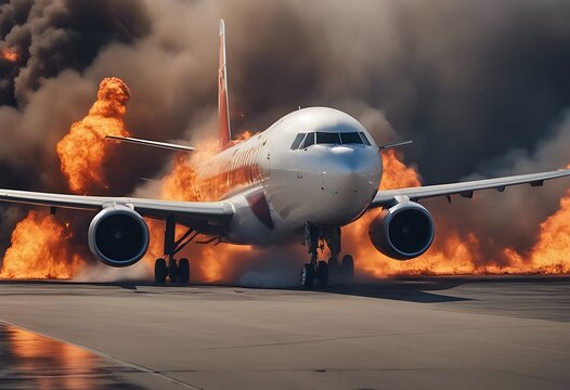 crash plane fire air fear smoke concept travel threat ultimatum blackmail ransom idea metaphor terrorism attack explode crisis investigation dangerous damage depression