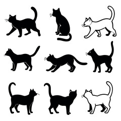 Cat vector silhouette black color illustration