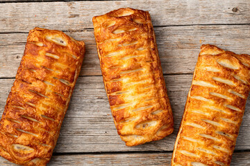 Golden Puff pastry stuffed with sausage and cheese