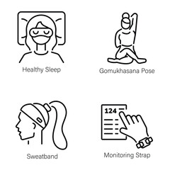 Latest Set of Fitness Line Icons 