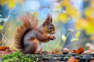 Obraz premium Eekhoorn - Squirrel. Beautiful simple AI generated image in 4K, unique.