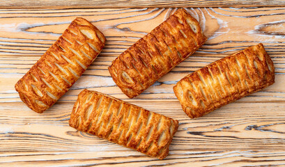 Golden Puff pastry stuffed with sausage and cheese