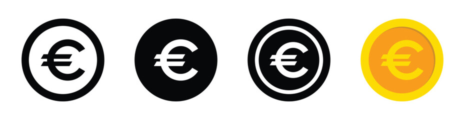 Euro coin vector icons set