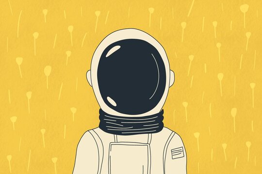 Astronaut Illustration on Abstract Space Background