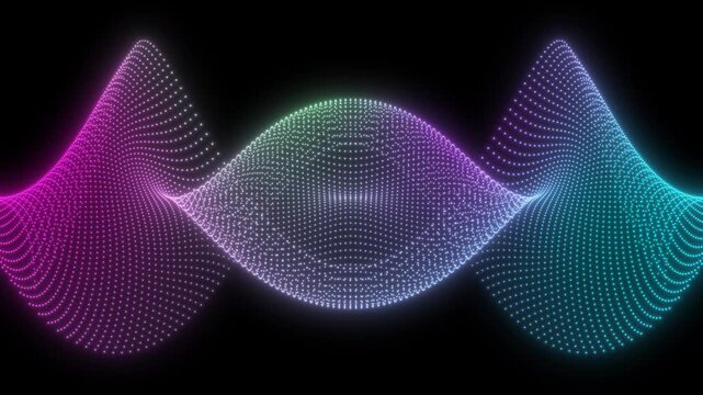 Colorful abstract waveform background. Sound wave 3D looping animation.