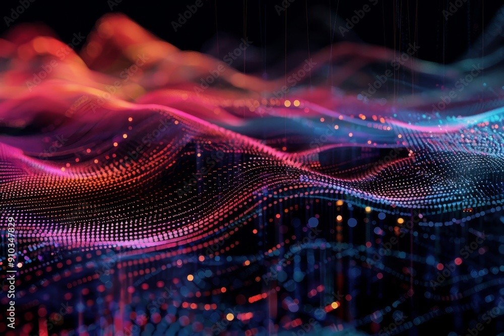 Aufkleber a futuristic digital landscape with glowing circuits and data streams symbolizing the cutting-edge t