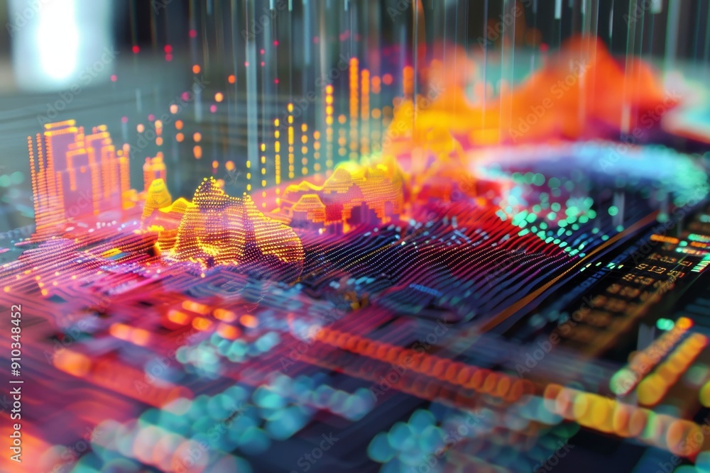 Poster an abstract representation of the internet's evolution, featuring a blend of advanced technology and