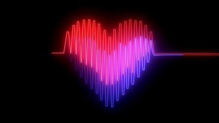 Neon heartbeat and pulse illustration background.