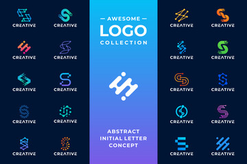 Mega collection of letter S connect tech logo design