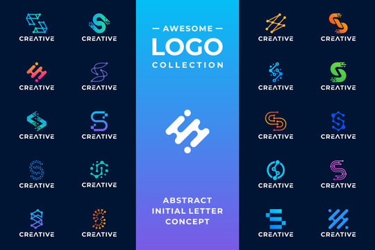 Mega collection of letter S connect tech logo design