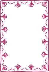 Hand drawn whimsical vintage frame perfect for wedding invitations. Elegant, decorative rectangle border in pink and burgundy colors.