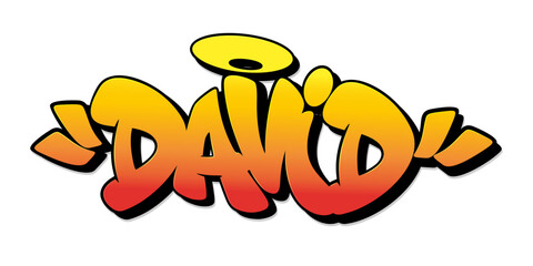David name in graffiti style. Vector illustration.