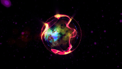 energy sector.Futuristic magical plasma circle  glows in space.
